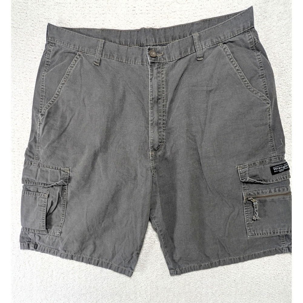 Wrangler Mens Cargo Shorts 38 Ripstop Cotton Gray Relaxed Fit 60MFWOD
